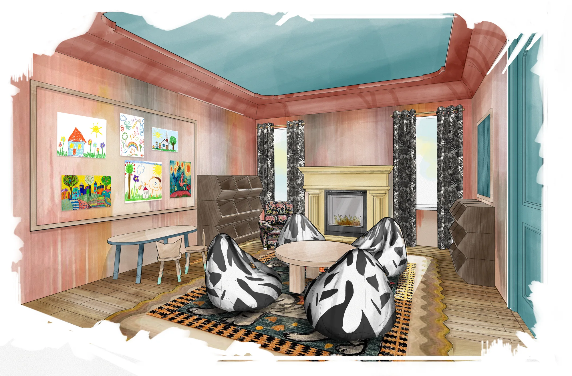 Aquilo's watercolour rendering of the playroom